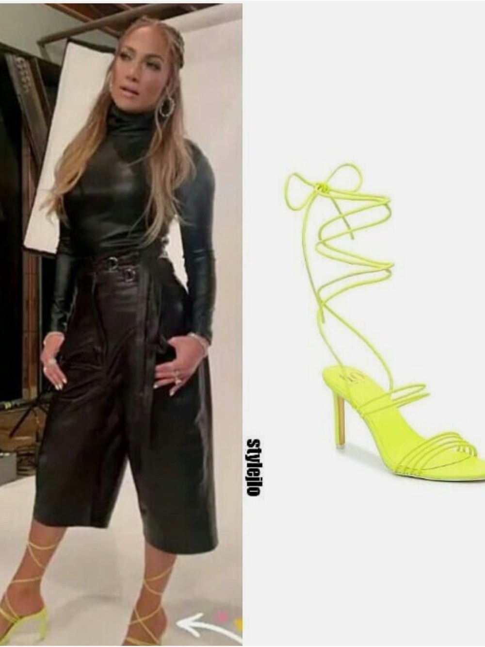 Jennifer Lopez Neon Yellow Lace-Up Stiletto Heels
